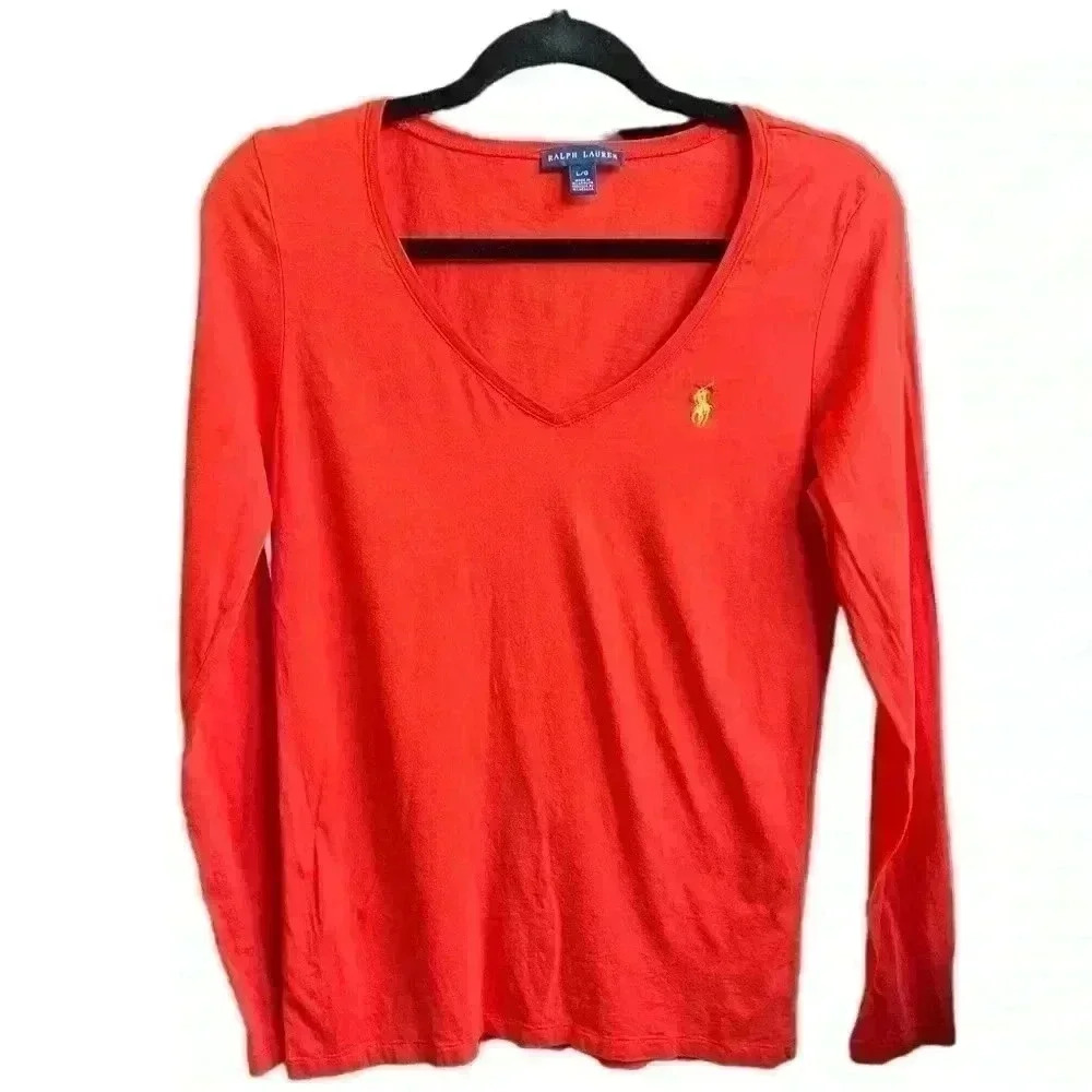 Ralph Lauren long sleeve vneck tee size large